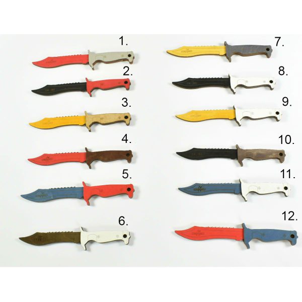 Drewniany kolorowy nóż karambit 29 cm - różne kolory