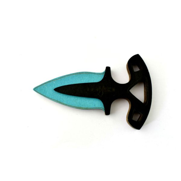 Drewniany nóż karambit czarno - błękitny