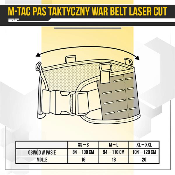 M-Tac Pasek taktyczny War Belt Laser cut, Ranger Green