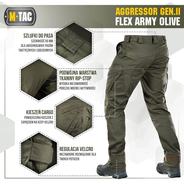Spodnie taktyczne Aggressor Gen.II Flex M-Tac, Army Olive