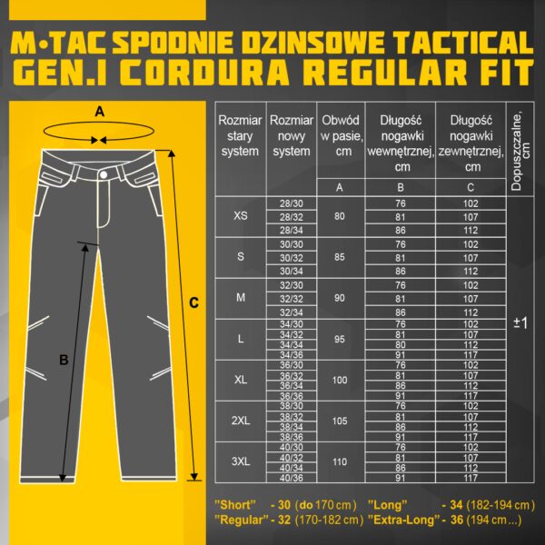 M-Tac Spodnie Dżinsowe Tactical Gen.I Cordura Regular Fit